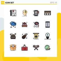 Universal Icon Symbols Group of 16 Modern Flat Color Filled Lines of historic architecture producer arch mobile Editable Creative Vector Design Elements