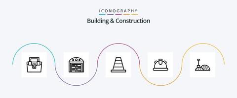paquete de iconos de la línea 5 de construcción y construcción que incluye . pala. cono. construcción. construcción vector