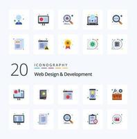 20 Web Design And Development Flat Color icon Pack like mobile coding design app development vector