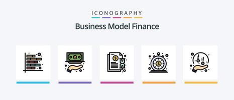 la línea de finanzas llenó el paquete de 5 íconos que incluye fondos. financiación. precio. pagos Finanzas. diseño de iconos creativos vector