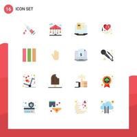 16 Thematic Vector Flat Colors and Editable Symbols of web design column laptop heartm heart sewing heart Editable Pack of Creative Vector Design Elements