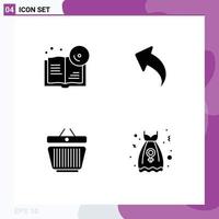 Pictogram Set of Simple Solid Glyphs of book shopping cd back clothes Editable Vector Design Elements