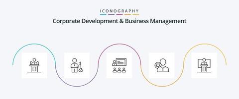 Corporate Development And Business Management Line 5 Icon Pack Including leadership. business. key. teamwork. provider vector