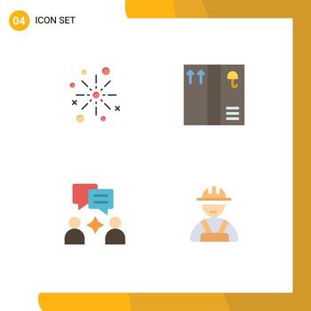 4 paquete de iconos planos de interfaz de usuario de signos y símbolos modernos de bang man crackers fuegos artificiales chateando elementos de diseño vectorial editables vector
