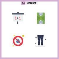 Group of 4 Modern Flat Icons Set for education rain study ground weather Editable Vector Design Elements