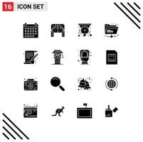 Pictogram Set of 16 Simple Solid Glyphs of art network filter internet performance Editable Vector Design Elements