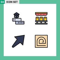 Editable Vector Line Pack of 4 Simple Filledline Flat Colors of education arrow school train u Editable Vector Design Elements