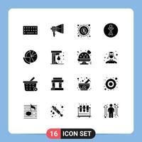 Group of 16 Modern Solid Glyphs Set for person accessibility speaker money dollar Editable Vector Design Elements