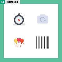 Set of 4 Commercial Flat Icons pack for compass love travel basic heart Editable Vector Design Elements