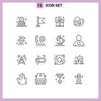 Modern Set of 16 Outlines and symbols such as healthcare adn world holiday egg Editable Vector Design Elements