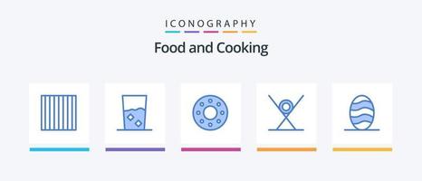 Paquete de 5 íconos de comida azul que incluye pan. Sushi. rosquilla. cocina. comida rápida. diseño de iconos creativos vector