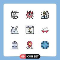 paquete de iconos de vector de stock de 9 signos y símbolos de línea para elementos de diseño de vector editables de juego de laboratorio de configuración de tubo bancario