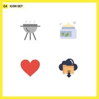 4 Universal Flat Icon Signs Symbols of barbecue like cream spa report Editable Vector Design Elements