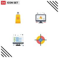 Mobile Interface Flat Icon Set of 4 Pictograms of beach data atom science result Editable Vector Design Elements