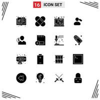 16 iconos creativos signos y símbolos modernos de costos marca de trabajo de computadora portátil del cliente elementos de diseño vectorial editables vector