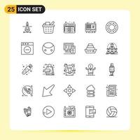 Line Pack of 25 Universal Symbols of doughnut money development laptop excel Editable Vector Design Elements