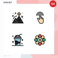 Filledline Flat Color Pack of 4 Universal Symbols of achievement tap success gestures fresh Editable Vector Design Elements