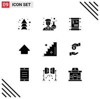 9 iconos creativos signos y símbolos modernos del piso de las escaleras flecha de carga china elementos de diseño vectorial editables vector