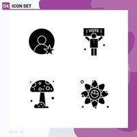 Set of 4 Commercial Solid Glyphs pack for rating nature campaign vote connection Editable Vector Design Elements