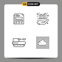 Modern Set of 4 Filledline Flat Colors Pictograph of report howitzer presentation graph panzer Editable Vector Design Elements