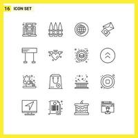 Set of 16 Modern UI Icons Symbols Signs for line easter spring egg massege Editable Vector Design Elements