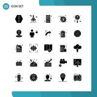 25 User Interface Solid Glyph Pack of modern Signs and Symbols of easter location mobile search news Editable Vector Design Elements