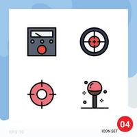 Group of 4 Filledline Flat Colors Signs and Symbols for ampere essential army soldier ui Editable Vector Design Elements