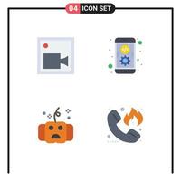 Modern Set of 4 Flat Icons and symbols such as cam eve video development hallows Editable Vector Design Elements