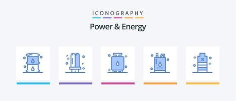 Paquete de 5 íconos de energía y energía azul que incluye galón. botella. fluorescente. tanque. gas. diseño de iconos creativos vector