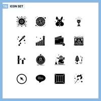 Modern Set of 16 Solid Glyphs and symbols such as science dropper bynny trophy medal Editable Vector Design Elements