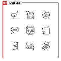 Universal Icon Symbols Group of 9 Modern Outlines of money return back to school investment conversation Editable Vector Design Elements