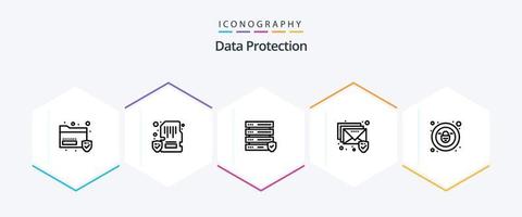 Data Protection 25 Line icon pack including security. lock. mobile. security. email vector