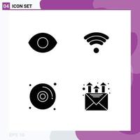 Universal Icon Symbols Group of 4 Modern Solid Glyphs of eye marketing wifi disk Layer 1 Editable Vector Design Elements