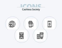 paquete de iconos de línea de sociedad sin efectivo 5 diseño de iconos. qr código. escanear. marketing. sin efectivo vector