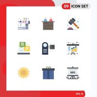 Set of 9 Modern UI Icons Symbols Signs for camcorder script teamwork internet law Editable Vector Design Elements