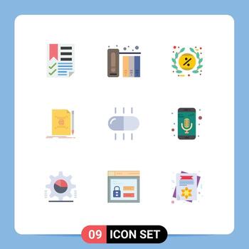 Pack of 9 Modern Flat Colors Signs and Symbols for Web Print Media such as mail letter history note label Editable Vector Design Elements