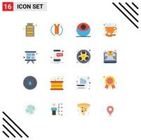 Pack of 16 creative Flat Colors of team presentation death bean coffee Editable Pack of Creative Vector Design Elements