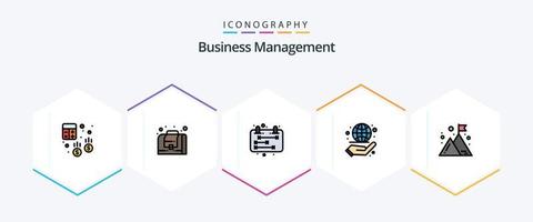 Business Management 25 FilledLine icon pack including company. management. business. hand. business vector