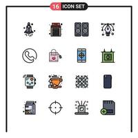 Universal Icon Symbols Group of 16 Modern Flat Color Filled Lines of hangbag call entertaiment answer graphic Editable Creative Vector Design Elements