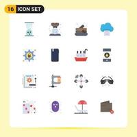 Pictogram Set of 16 Simple Flat Colors of security cyber crime scale print cloud Editable Pack of Creative Vector Design Elements