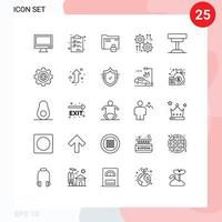25 Creative Icons Modern Signs and Symbols of cog setting list secure password Editable Vector Design Elements
