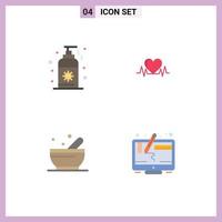 4 Creative Icons Modern Signs and Symbols of beach science heartbeat wedding design Editable Vector Design Elements