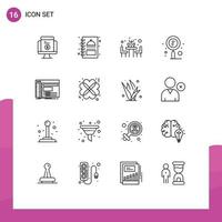 Set of 16 Modern UI Icons Symbols Signs for admin seo food search quest Editable Vector Design Elements