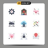 Modern Set of 9 Flat Colors Pictograph of cloud platform heart laboratory construction Editable Vector Design Elements