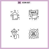 Line Pack of 4 Universal Symbols of beach easter summer sale label spring Editable Vector Design Elements