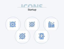 Startup Blue Icon Pack 5 Icon Design. down. decrease. graph. analytics. target vector