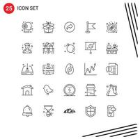 Pictogram Set of 25 Simple Lines of world location goods flag right Editable Vector Design Elements