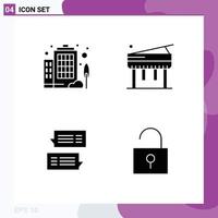 Universal Solid Glyphs Set for Web and Mobile Applications building message education chat lock Editable Vector Design Elements