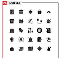 Set of 25 Commercial Solid Glyphs pack for arrows internet birthday security lock Editable Vector Design Elements