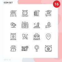 Mobile Interface Outline Set of 16 Pictograms of sport hand file fitness checklist Editable Vector Design Elements